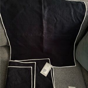 New navy linen cushion covers